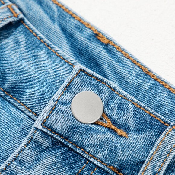 ๐ Dusk Blue Acid Wash Denim Skirt with Bowknot โ High-Waist & Head-Turning! - Picture 5 of 7